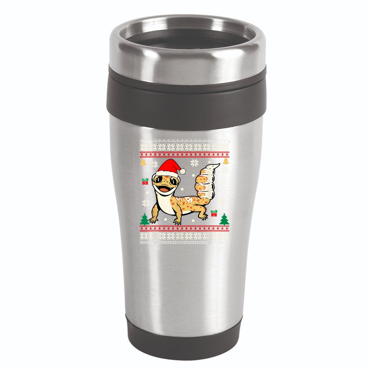 Ugly Christmas Pajama Sweater Leopard Gecko Animals Lover 16oz Travel Tumbler