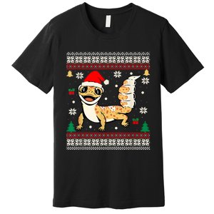 Ugly Christmas Pajama Sweater Leopard Gecko Animals Lover Premium T-Shirt