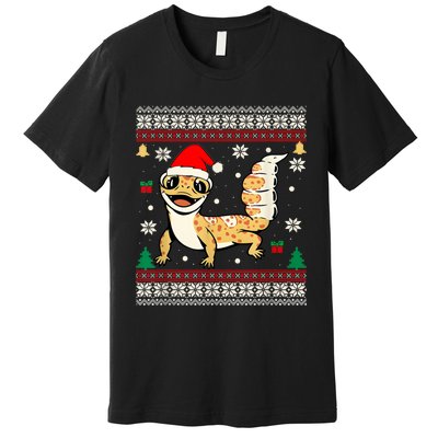 Ugly Christmas Pajama Sweater Leopard Gecko Animals Lover Premium T-Shirt