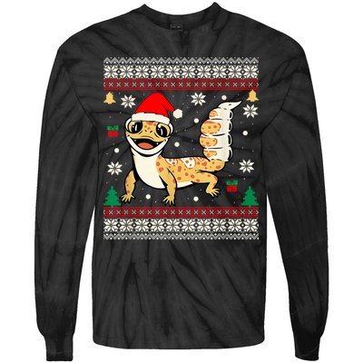 Ugly Christmas Pajama Sweater Leopard Gecko Animals Lover Tie-Dye Long Sleeve Shirt