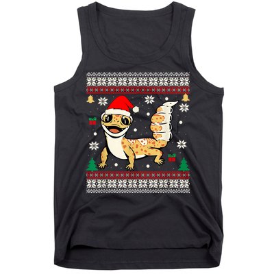 Ugly Christmas Pajama Sweater Leopard Gecko Animals Lover Tank Top