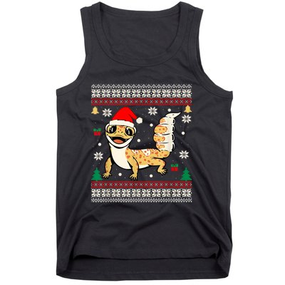 Ugly Christmas Pajama Sweater Leopard Gecko Animals Lover Tank Top