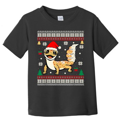 Ugly Christmas Pajama Sweater Leopard Gecko Animals Lover Toddler T-Shirt