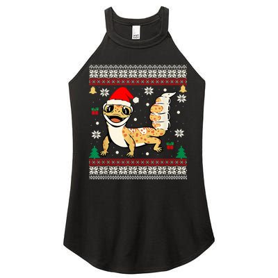 Ugly Christmas Pajama Sweater Leopard Gecko Animals Lover Women's Perfect Tri Rocker Tank