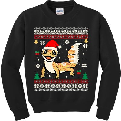 Ugly Christmas Pajama Sweater Leopard Gecko Animals Lover Kids Sweatshirt