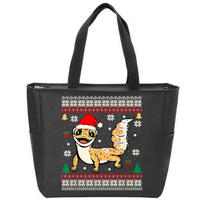Ugly Christmas Pajama Sweater Leopard Gecko Animals Lover Zip Tote Bag