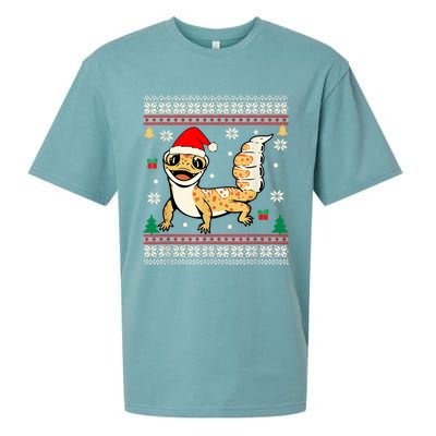 Ugly Christmas Pajama Sweater Leopard Gecko Animals Lover Sueded Cloud Jersey T-Shirt