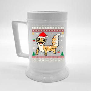 Ugly Christmas Pajama Sweater Leopard Gecko Animals Lover Beer Stein