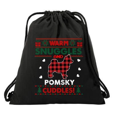 Ugly Christmas Pomsky Dog Lover Xmas Gifts Drawstring Bag