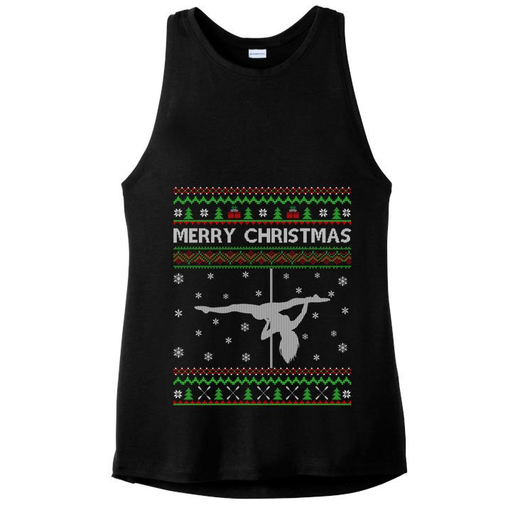 Ugly Christmas Pole Dance Dancing Xmas Cute Gift Ladies PosiCharge Tri-Blend Wicking Tank