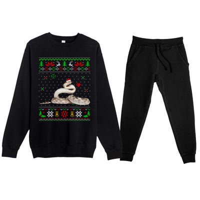 Ugly Christmas Pajama Sweater Snake Animals Lover Funny Gift Premium Crewneck Sweatsuit Set