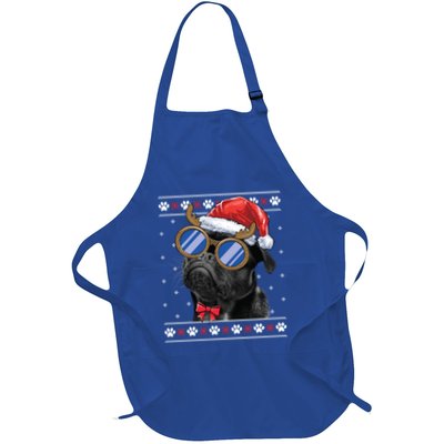 Ugly Christmas Pug Great Gift Dog Mom Christmas Black Pug Gift Full-Length Apron With Pockets