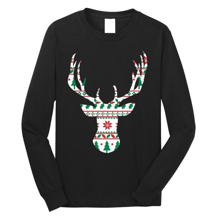 Ugly Christmas Pattern Deer Long Sleeve Shirt