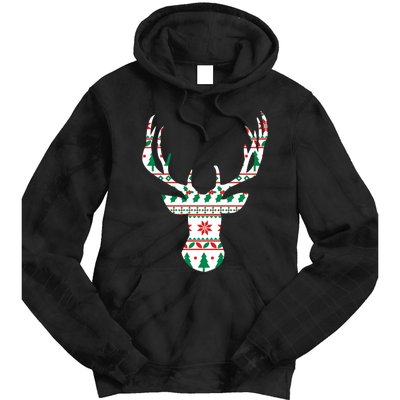 Ugly Christmas Pattern Deer Tie Dye Hoodie