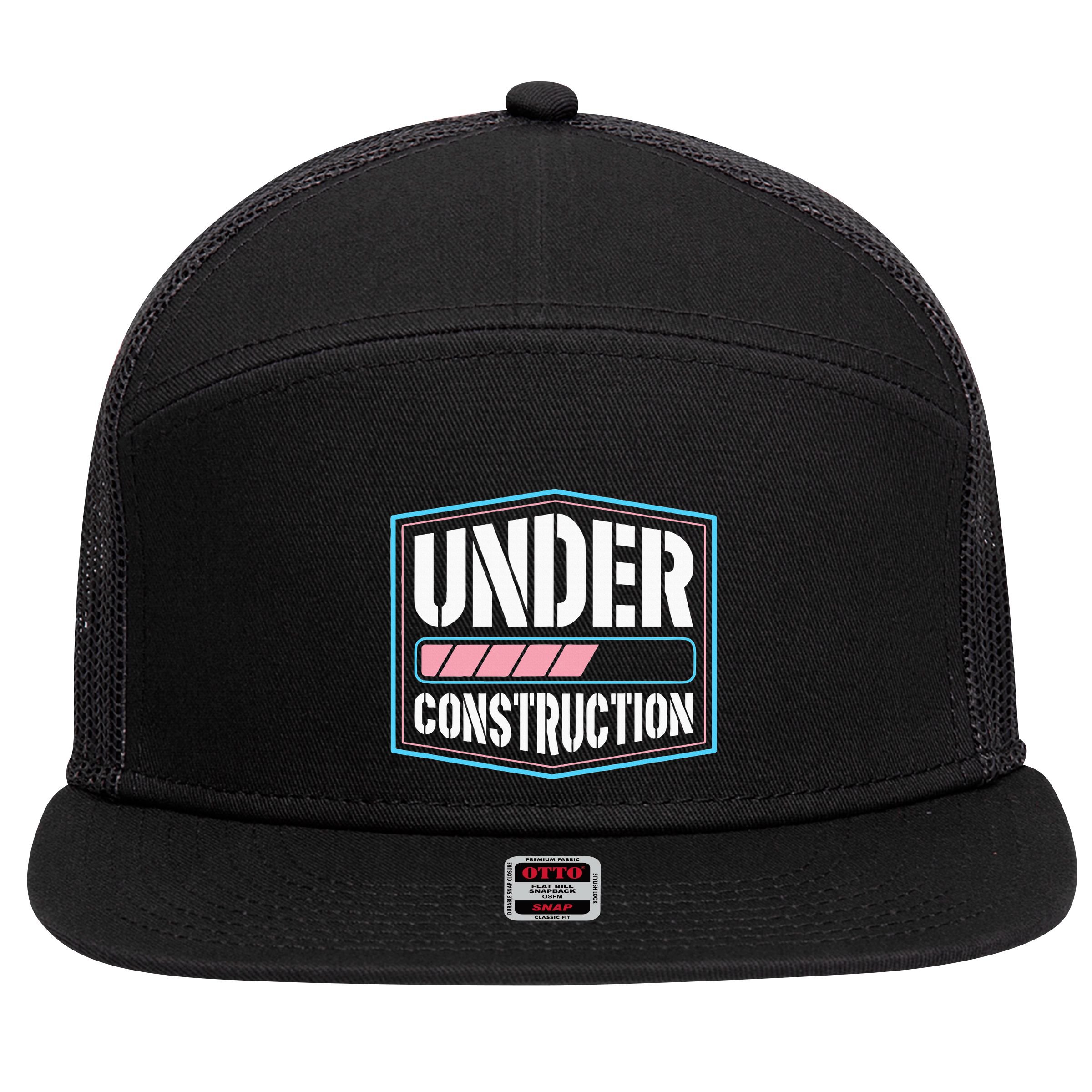 Under Construction Pride Transitioning Mtf Ftm 7 Panel Mesh Trucker Snapback Hat