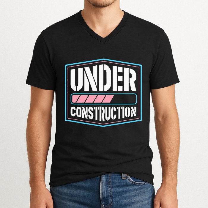 Under Construction Pride Transitioning Mtf Ftm V-Neck T-Shirt