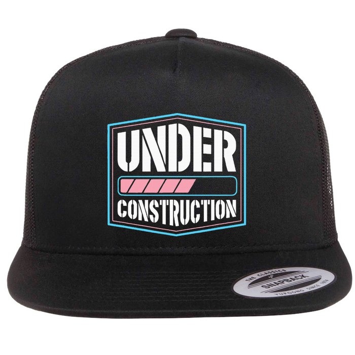 Under Construction Pride Transitioning Mtf Ftm Flat Bill Trucker Hat