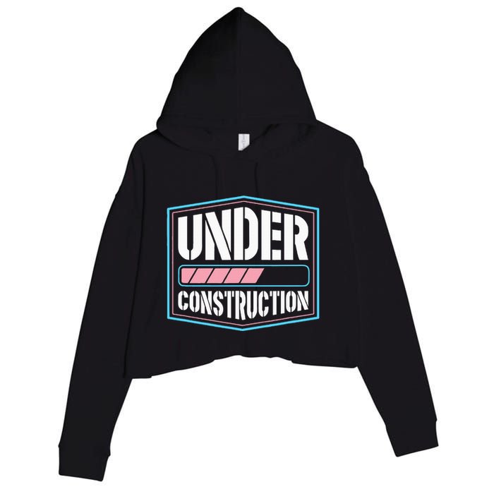 Under Construction Pride Transitioning Mtf Ftm Crop Fleece Hoodie