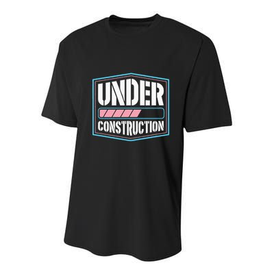Under Construction Pride Transitioning Mtf Ftm Youth Performance Sprint T-Shirt