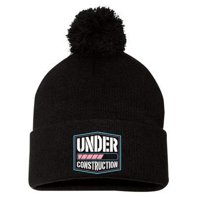 Under Construction Pride Transitioning Mtf Ftm Pom Pom 12in Knit Beanie