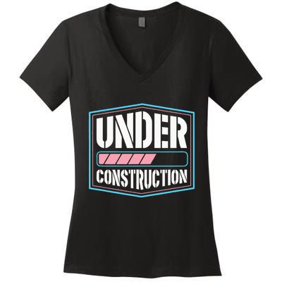 Under Construction Pride Transitioning Mtf Ftm Women's V-Neck T-Shirt