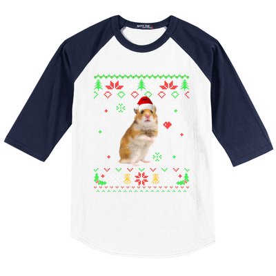 Ugly Christmas Pajama Sweater Hamster Animals Lover Funny Gift Baseball Sleeve Shirt