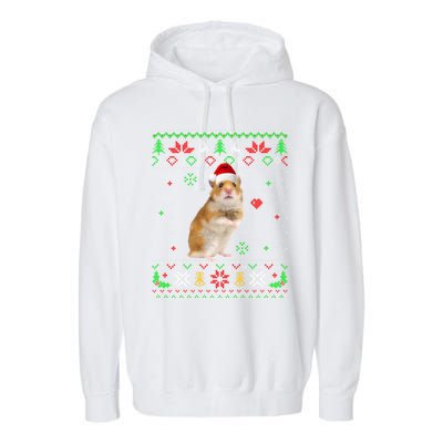 Ugly Christmas Pajama Sweater Hamster Animals Lover Funny Gift Garment-Dyed Fleece Hoodie