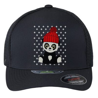 Ugly Christmas Panda Bear Santa Hat Cute Funny Xmas Funny Gift Great Gift Flexfit Unipanel Trucker Cap