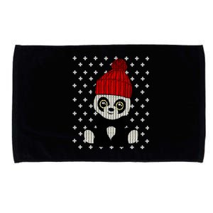 Ugly Christmas Panda Bear Santa Hat Cute Funny Xmas Funny Gift Great Gift Microfiber Hand Towel