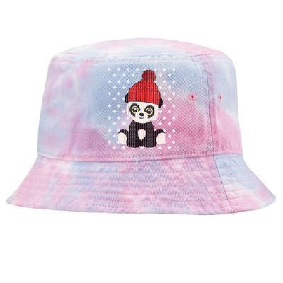 Ugly Christmas Panda Bear Santa Hat Cute Funny Xmas Funny Gift Great Gift Tie-Dyed Bucket Hat