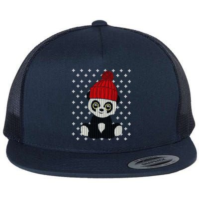 Ugly Christmas Panda Bear Santa Hat Cute Funny Xmas Funny Gift Great Gift Flat Bill Trucker Hat