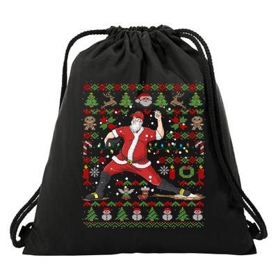 Ugly Christmas Pitcher Baseball Santa Claus Great Gift Drawstring Bag