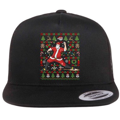Ugly Christmas Pitcher Baseball Santa Claus Great Gift Flat Bill Trucker Hat