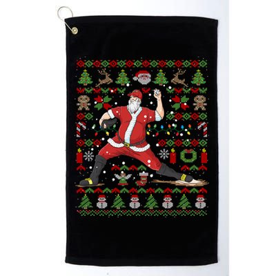 Ugly Christmas Pitcher Baseball Santa Claus Great Gift Golf Towel