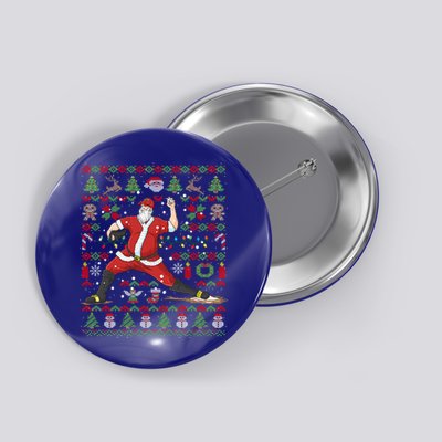 Ugly Christmas Pitcher Baseball Santa Claus Great Gift Button