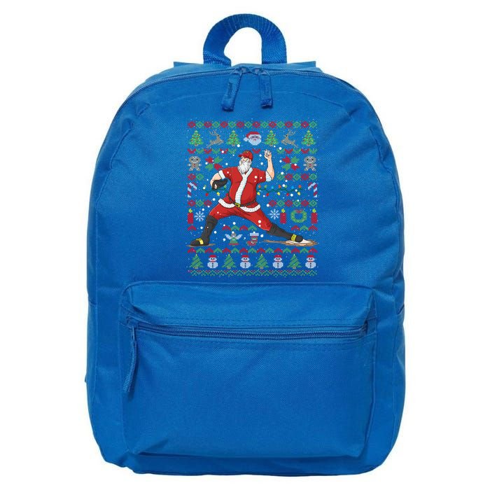 Ugly Christmas Pitcher Baseball Santa Claus Great Gift 16 in Basic Backpack