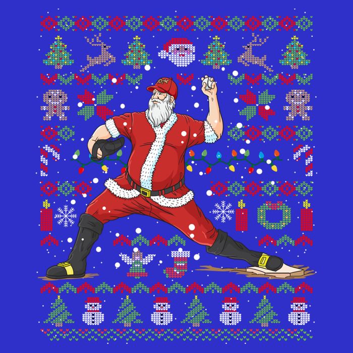 Ugly Christmas Pitcher Baseball Santa Claus Great Gift 16 in Basic Backpack