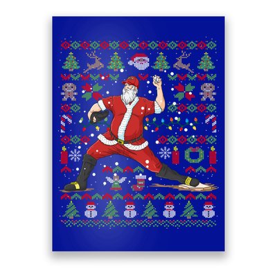 Ugly Christmas Pitcher Baseball Santa Claus Great Gift Poster