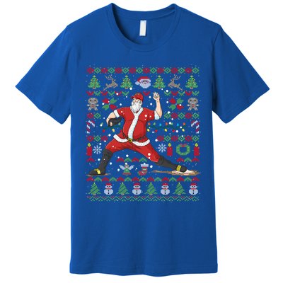 Ugly Christmas Pitcher Baseball Santa Claus Great Gift Premium T-Shirt