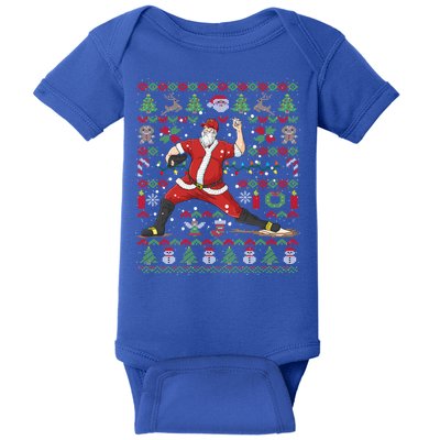 Ugly Christmas Pitcher Baseball Santa Claus Great Gift Baby Bodysuit