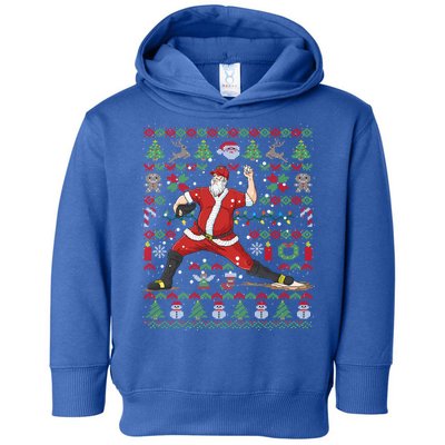 Ugly Christmas Pitcher Baseball Santa Claus Great Gift Toddler Hoodie