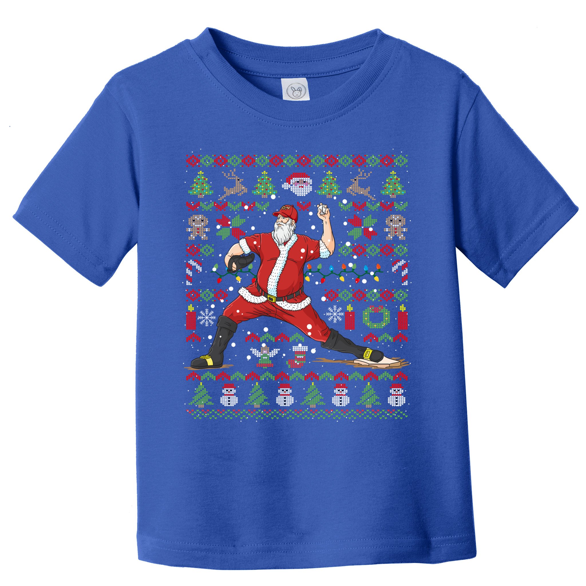 Ugly Christmas Pitcher Baseball Santa Claus Great Gift Toddler T-Shirt