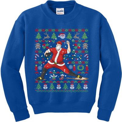 Ugly Christmas Pitcher Baseball Santa Claus Great Gift Kids Sweatshirt