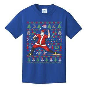 Ugly Christmas Pitcher Baseball Santa Claus Great Gift Kids T-Shirt