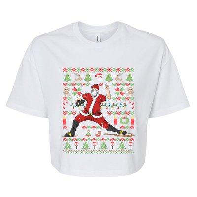 Ugly Christmas Pitcher Baseball Santa Claus Great Gift Bella+Canvas Jersey Crop Tee