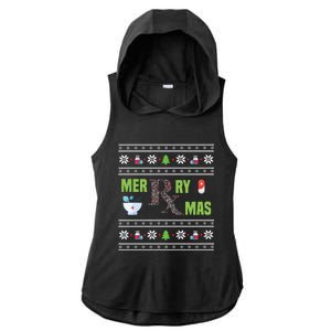 Ugly Christmas Pharmacy Tech Merry Xmas Pharmacist Gift Ladies PosiCharge Tri-Blend Wicking Draft Hoodie Tank