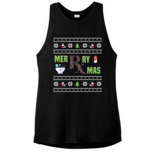 Ugly Christmas Pharmacy Tech Merry Xmas Pharmacist Gift Ladies PosiCharge Tri-Blend Wicking Tank