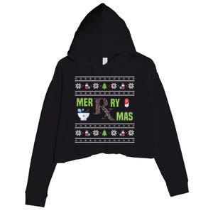 Ugly Christmas Pharmacy Tech Merry Xmas Pharmacist Gift Crop Fleece Hoodie