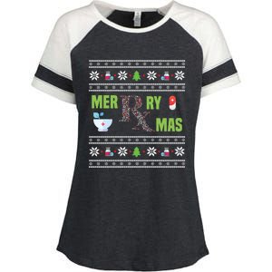 Ugly Christmas Pharmacy Tech Merry Xmas Pharmacist Gift Enza Ladies Jersey Colorblock Tee