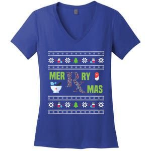 Ugly Christmas Pharmacy Tech Merry Xmas Pharmacist Gift Women's V-Neck T-Shirt